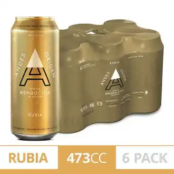 Carrefour Cerveza rubia andes origen 6 x 473 cc. oferta