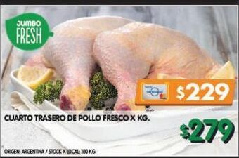 Jumbo Cuarto trasero de pollo fresco kg oferta