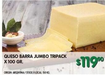 Jumbo Queso barra jumbo tripack 100g oferta