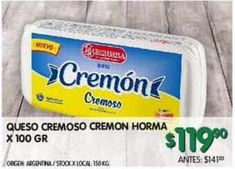 Jumbo Queso cremoso cremon horma 100g oferta