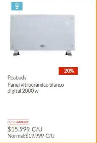 Sodimac Peabody Panel vitrocrámico blanco digital 2000w oferta