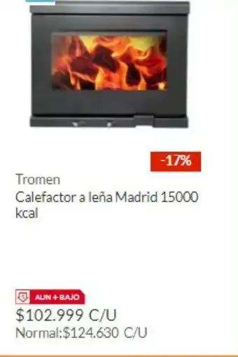 Sodimac Tromen Calefactor a leña Madrid 15000 Kcal oferta