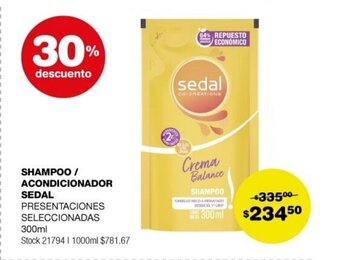Atomo Conviene Shampoo / Acondicionador Sedal oferta