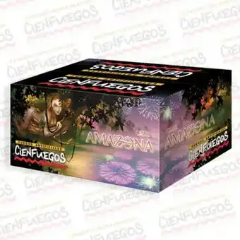 Amazona – torta de 96 tiros de 1 1/2″ con bombas de color lila con centro verde titilante