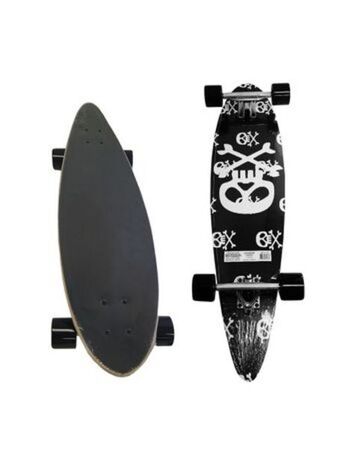 Patineta skate longboard completo negro calavera blanca deluxe