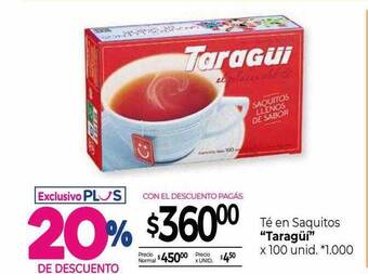 La Anonima Té en saquitos oferta