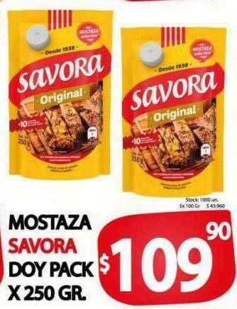 Supermercados Becerra Mostaza savora doy pack oferta