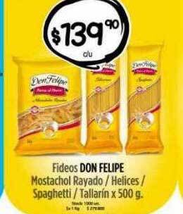Supermercados Caracol Fideos don felipe oferta