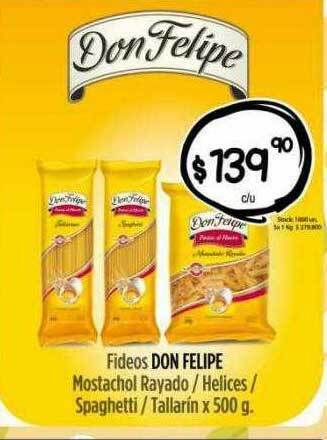 Supermercados Caracol Fideos don felipe oferta