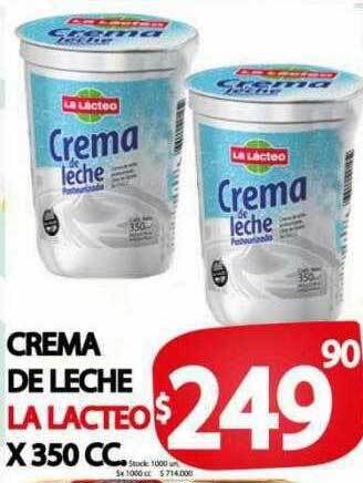 Supermercados Caracol Crema de leche la lacteo oferta
