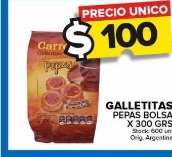 Carrefour Maxi Galletitas pepas bolsa x 300 grs oferta