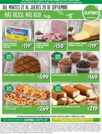 Jumbo Jamón cocido x 100g oferta