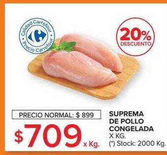 Carrefour Market Suprema de pollo congelada x kg 20% descuento oferta