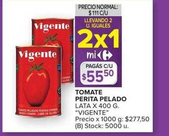 Carrefour Market Tomate perita pelado lata oferta