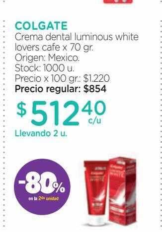 Farmacity Colgate crema dental luminous white lovers cafe oferta