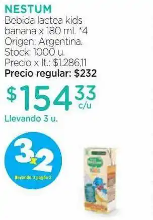 Farmacity Nestum bebida lactea kids banana oferta