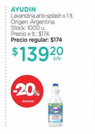 Farmacity Ayudin lavandina anti-splash -20% descuento oferta