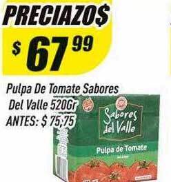 Supermercados Comodin Pulpa de tomate sabores del valle 520gr oferta