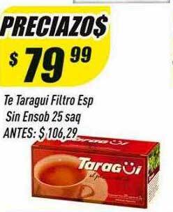 Supermercados Comodin Te taragui filtro esp sin ensob 25 saq oferta