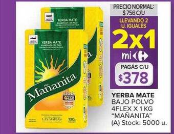 Carrefour Market Yerba mate bajo polvo 4flex oferta