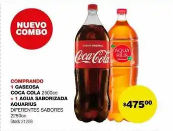 Atomo Conviene Comprando 1 gaseosa coca cola + 1 agua saborizada aquarius oferta