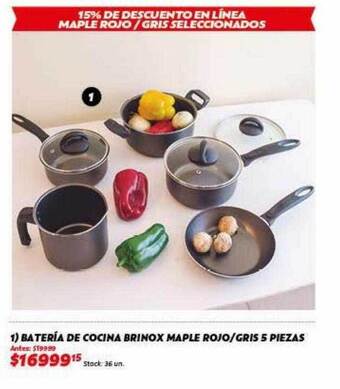 Ferniplast Batería de cocina brinox maple rojo-gris 5 piezas oferta