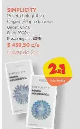 Farmacity Simplicity roseta holografica original copo de nieve oferta