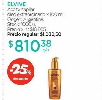 Farmacity Elvive aceite capilar oleo extraordinario -25% descuento oferta