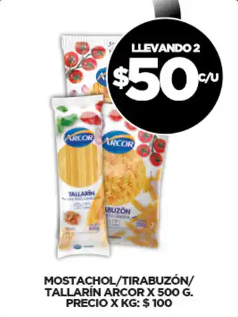 Arcos Mostachol/Tirabuzón/Tallarín x 500g