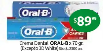 Cordiez Oral-B Crema Dental x 70gr (Excepto 3D White) oferta