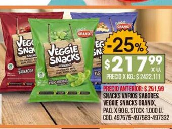 Coto Snacks Varios Sabores Veggie Snacks Granix oferta