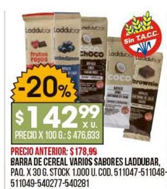 Coto Barra de Cereal Varios Sabores Laddubar oferta