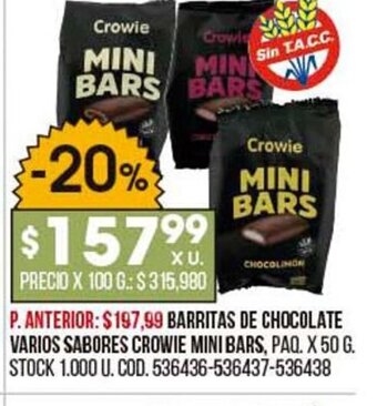 Coto Barritas de Chocolate Varios Sabores Crowne Mini Bars oferta