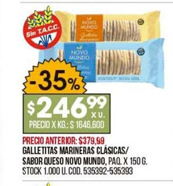 Coto Galletitas Marineras Clásicas/Sabor Queso Novo Mundo oferta