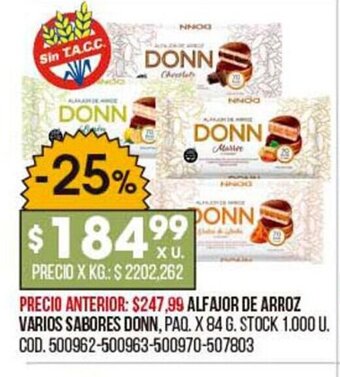 Coto Alfajor de Arroz Varios Sabores Donn. oferta