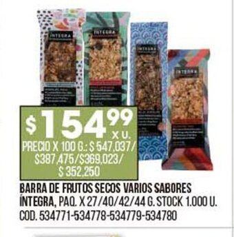 Coto Barra de Frutos Secos Varios Sabores Integra oferta