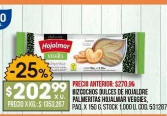 Coto Bizcochos Dulces De Hojaldre Palmeritas Hojalmar Veggies oferta