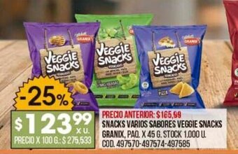 Coto Snacks Varios Sabores Veggie Snacks Granix oferta