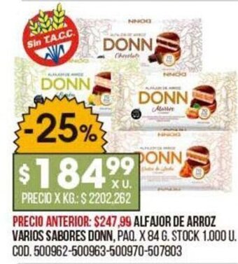 Coto Alfajor de Arroz Varios Sabores Donn. oferta
