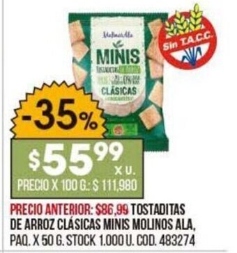 Coto Tostaditas de Arroz Clásicas Minis Molinos Ala oferta
