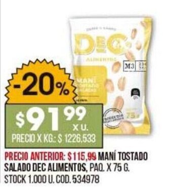 Coto Maní Tostado Salado dec Alimentos oferta