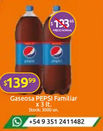Cordiez Pepsi Familiar Gaseosa x 3lt oferta