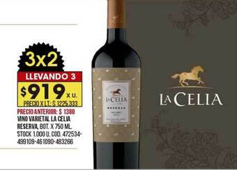 Coto Vino varietal la celia reserva oferta