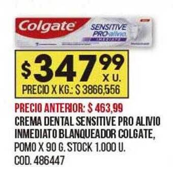 Coto Crema dental sensitive pro alivio inmediato blanqueador colgate oferta