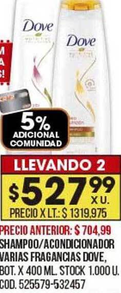 Coto Shampoo acondicionador varias fragancias dove oferta