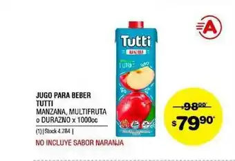 Tutti Manzana, Multifruta O Durazno Jugo Para Beber x 1000cc