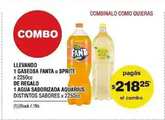 Atomo Conviene Llevando 1 Gaseosa Fanta O Sprite, De Regalo 1 Agua Saborizada Aquarius Distintos Sabores x 2250cc oferta