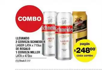 Atomo Conviene Llevando 2 Cerveza Schneider Lager Lata, De Regalo 1 Cerveza Miller Lata x 473cc oferta