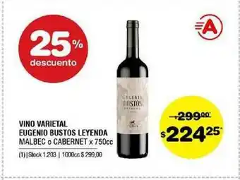 Atomo Conviene Varietal Eugenio Bustos Leyenda Malbec O Cabernet Vino x 750cc oferta