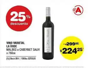 Atomo Conviene La Íride Malbec O Cabernet Sauv Varietal Vino x 750cc oferta